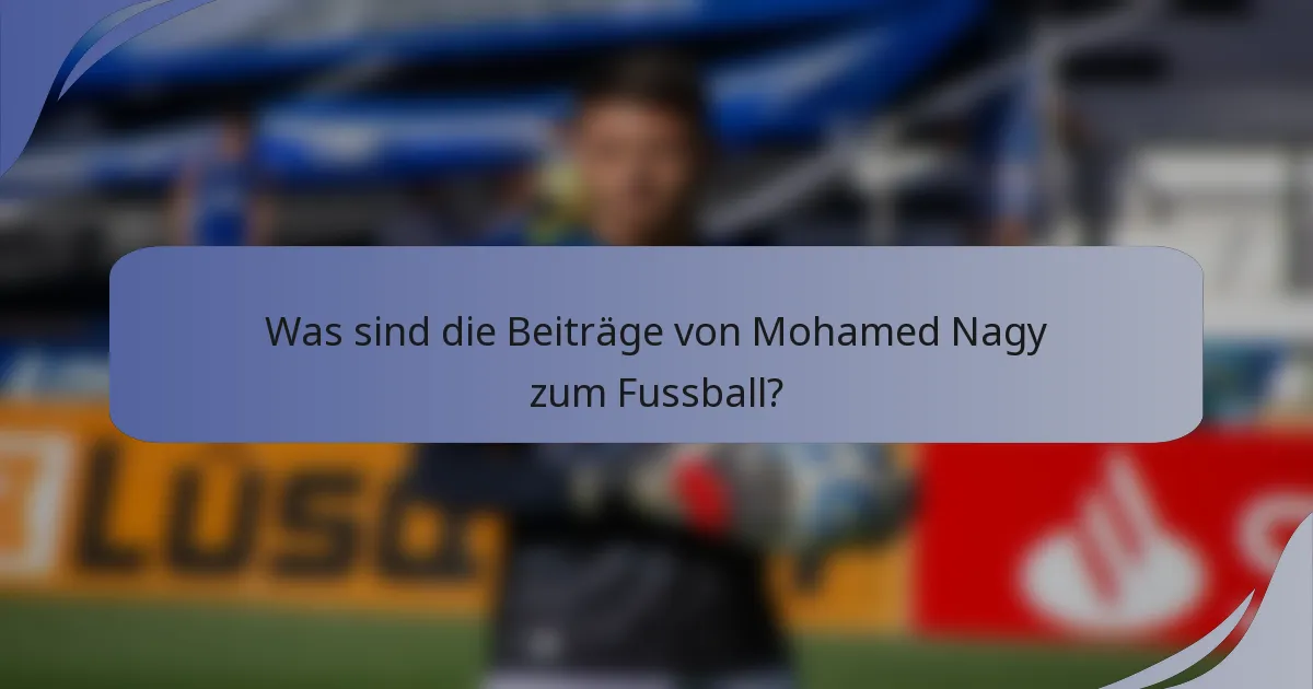 Was sind die Beiträge von Mohamed Nagy zum Fussball?