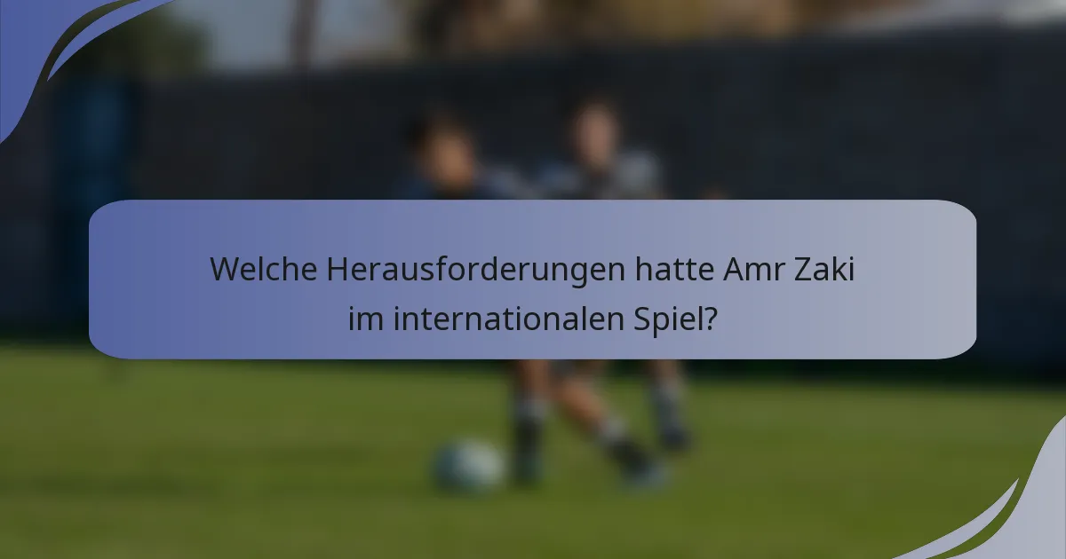 Welche Herausforderungen hatte Amr Zaki im internationalen Spiel?