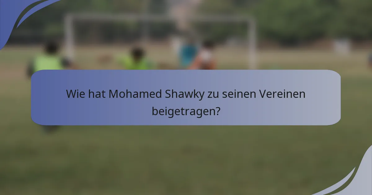 Wie hat Mohamed Shawky zu seinen Vereinen beigetragen?